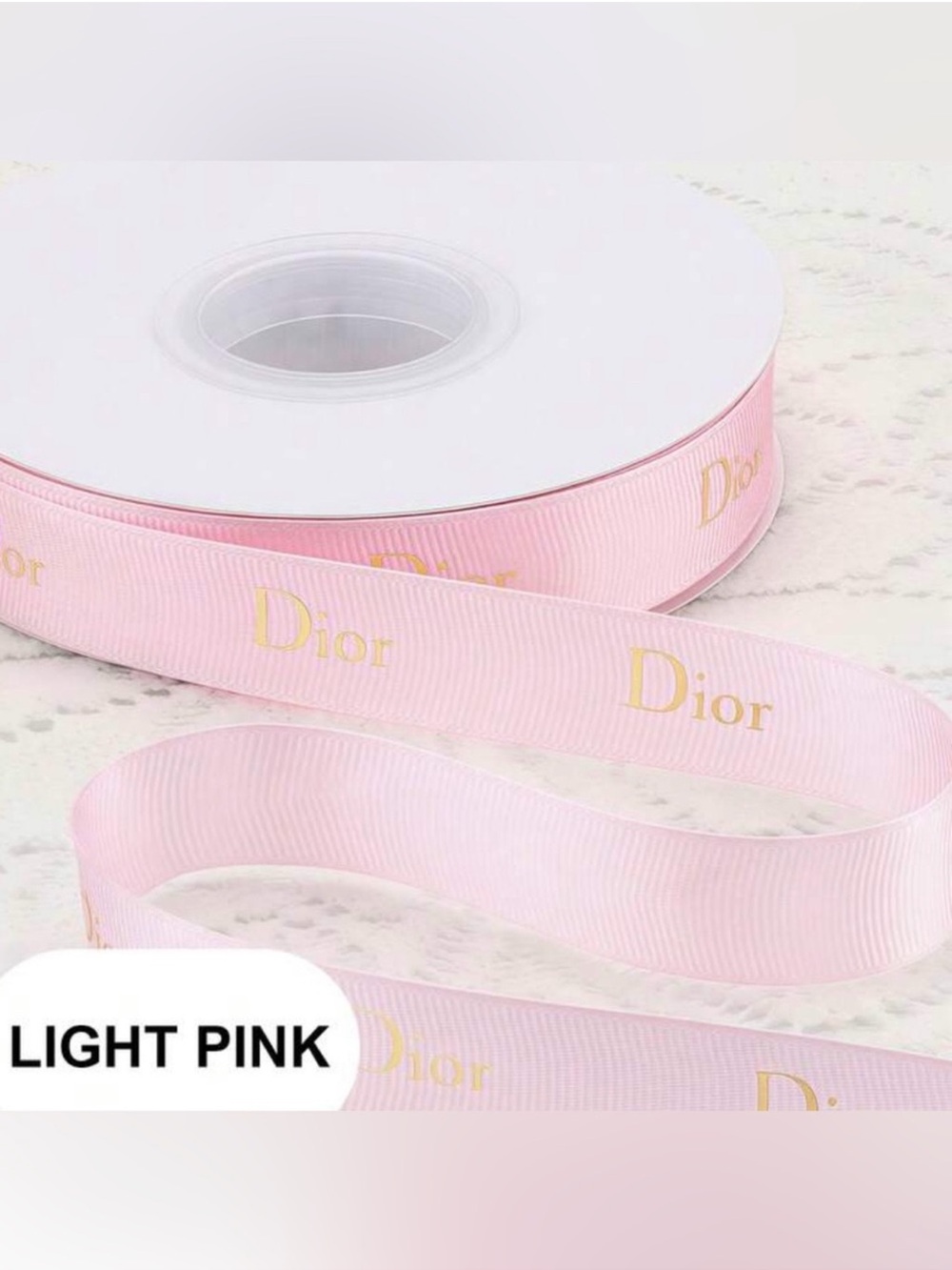 Dior Light Pink Branded Grosgrain Ribbon for Gifts & Decor 40 yards